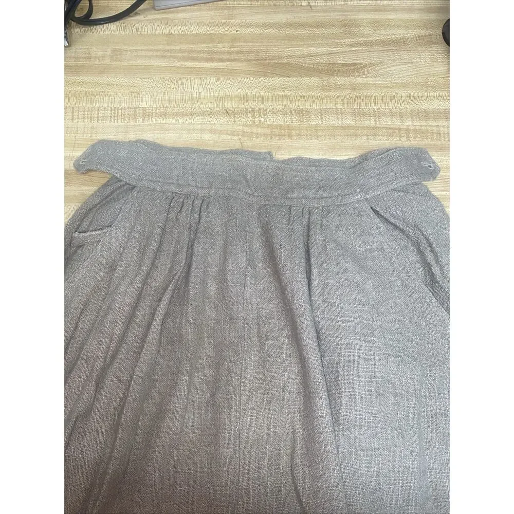 Vintage 60s Sangam Imports Midi A Line Skirt Khaki Cotton Sz Small - Picture 11 of 11